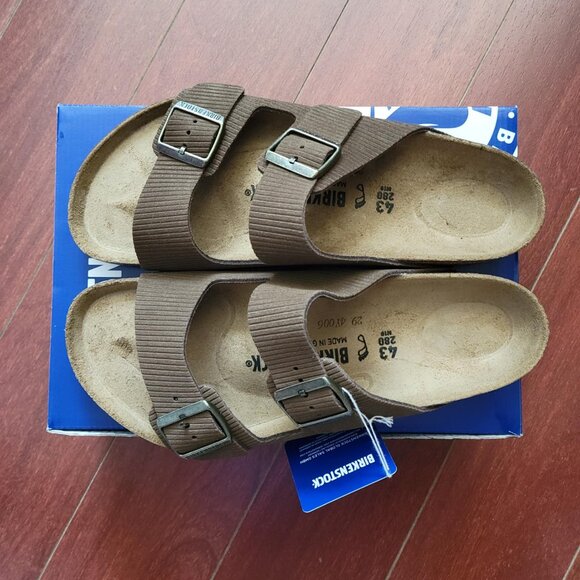Birkenstock Arizona Suede Leather Embossed - Corduroy Dark Tea - Picture 1 of 7